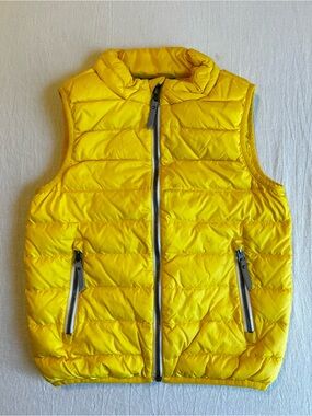 Hanna Andersson Yellow Nylon Down Feather Puffer Vest Full Zip Kids 6/7 Unisex